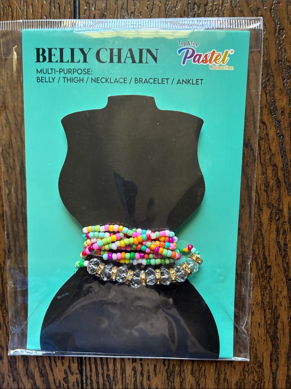 Pastels Neon Multi-Bead and Rhinestone Belly Chain
